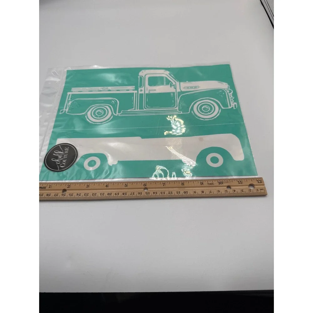 Chalk Couture Single Vintage Truck Chalk Transfer Teal Stencil 10417135 NEW